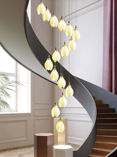 Caphayra Floral Ceramic Brass Chandelier