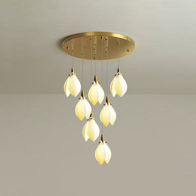 Caphayra Floral Ceramic Brass Chandelier