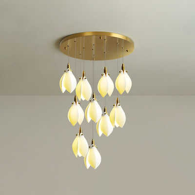 Caphayra Floral Ceramic Brass Chandelier