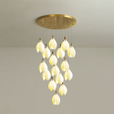 Caphayra Floral Ceramic Brass Chandelier