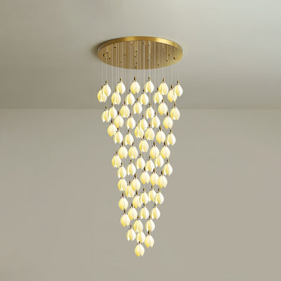 Caphayra Floral Ceramic Brass Chandelier