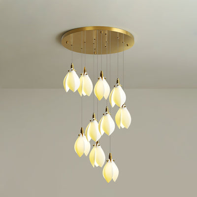 Caphayra Floral Ceramic Brass Chandelier