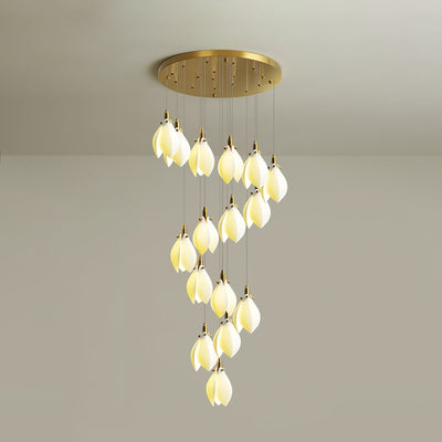 Caphayra Floral Ceramic Brass Chandelier