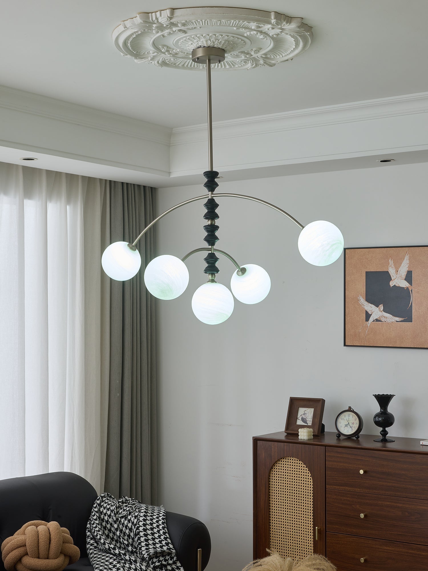 Cucarara Traditional Nordic Art Arc Wood Chandelier