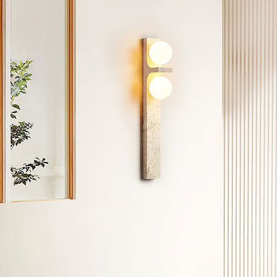 Eirikuvys Organic Modern Minimalist Travertine Wall Sconce - Neutral Decor