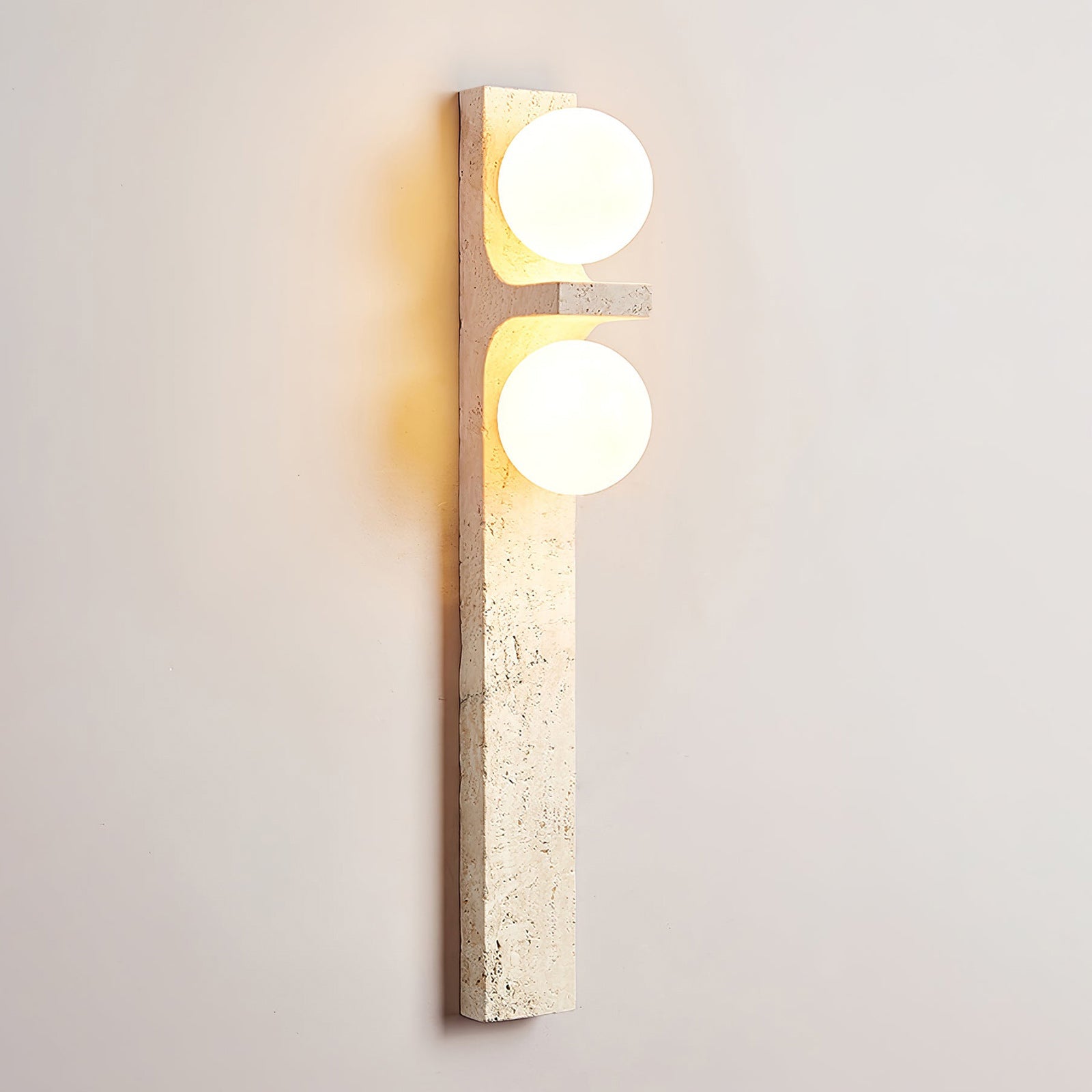 Eirikuvys Organic Modern Minimalist Travertine Wall Sconce - Neutral Decor
