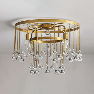 Fljotuvyo Postmodern Luxury Brass Crystal Flush Mount Ceiling Lamp