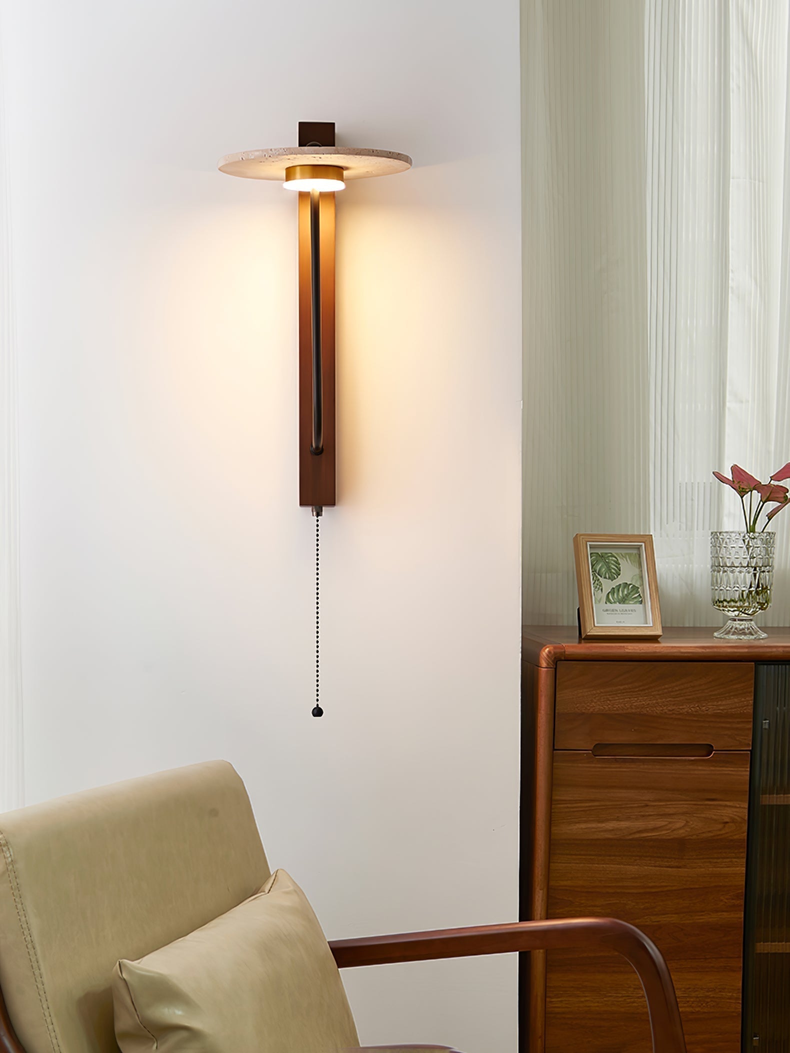 Viphayra Lever Arm Travertine Wall Light