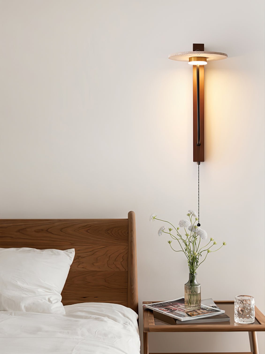 Viphayra Lever Arm Travertine Wall Light