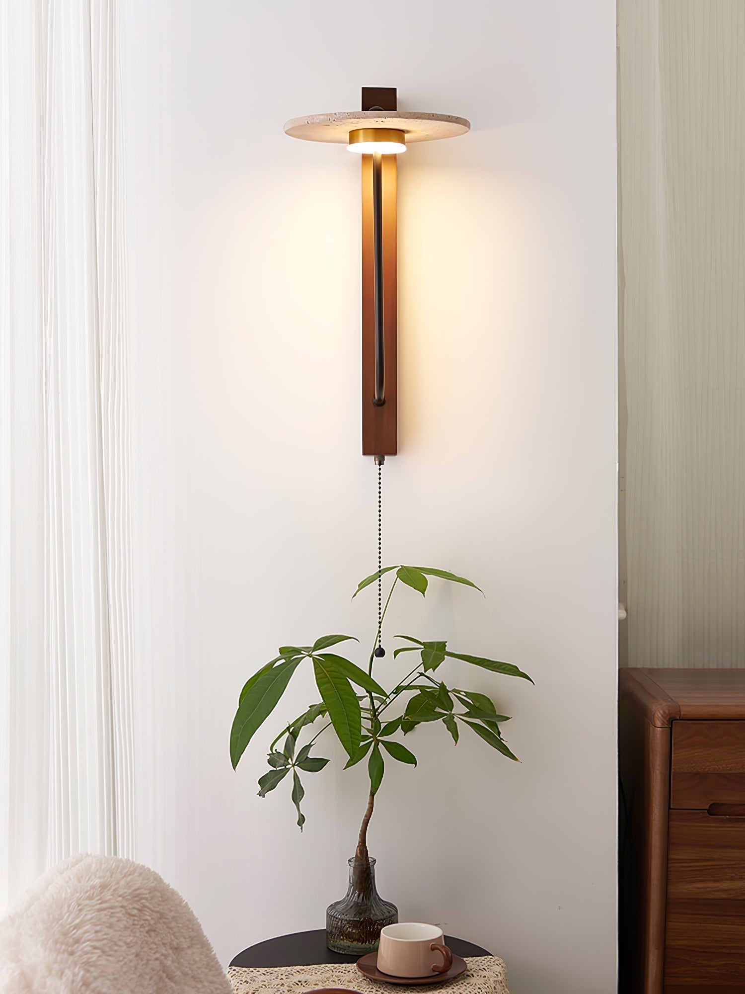 Viphayra Lever Arm Travertine Wall Light