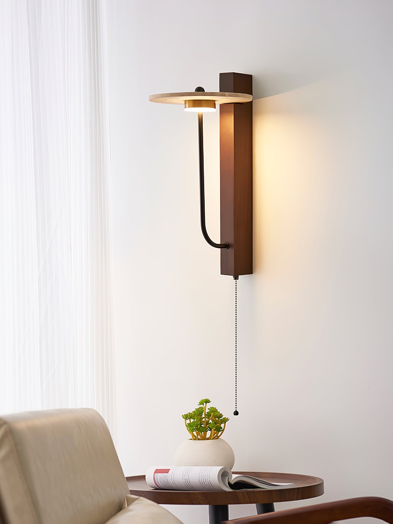 Viphayra Lever Arm Travertine Wall Light