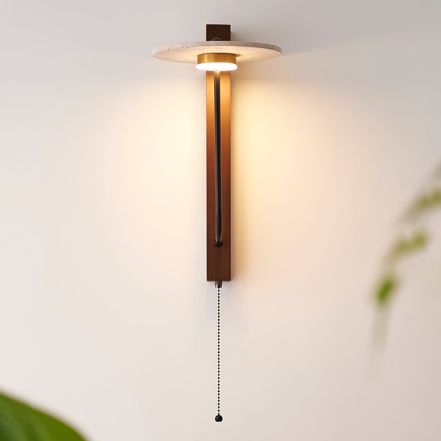 Viphayra Lever Arm Travertine Wall Light