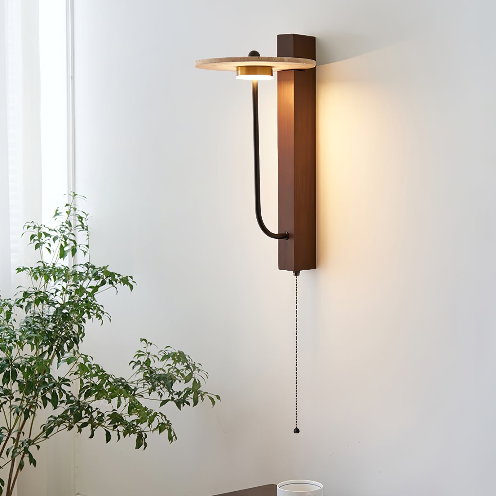 Viphayra Lever Arm Travertine Wall Light