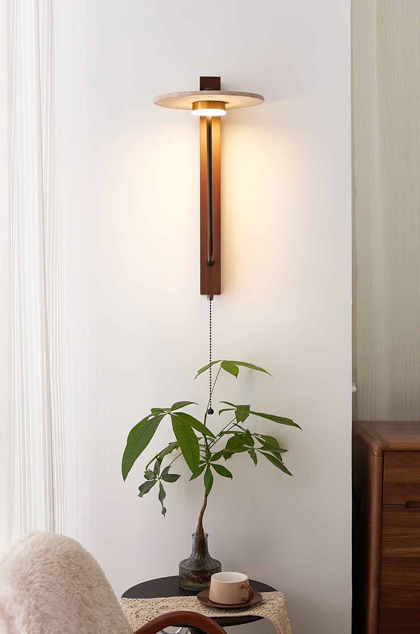 Viphayra Lever Arm Travertine Wall Light