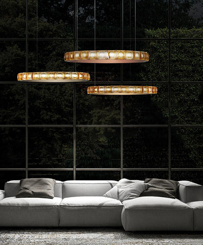 Avzorion Modern Minimalist Ring Glass Chandelier