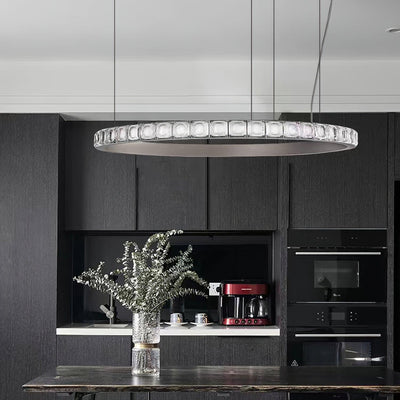 Avzorion Modern Minimalist Ring Glass Chandelier