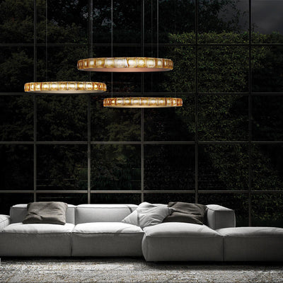 Avzorion Modern Minimalist Ring Glass Chandelier