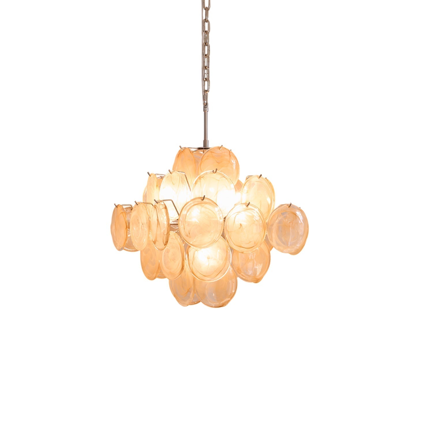 Lioraleon Chandelier Apricot Murano Glass Disc Layered Artistic