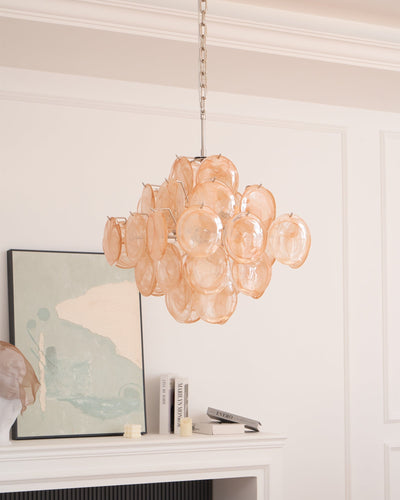 Lioraleon Chandelier Apricot Murano Glass Disc Layered Artistic