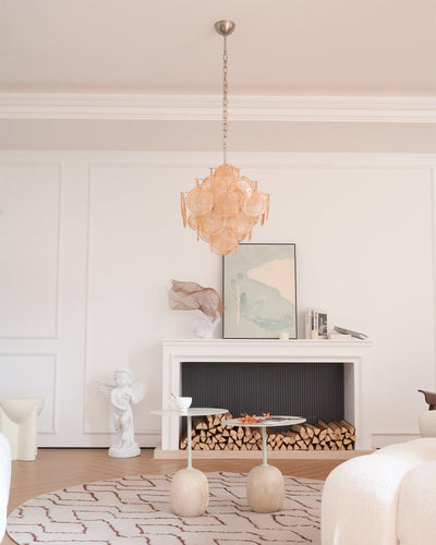 Lioraleon Chandelier Apricot Murano Glass Disc Layered Artistic