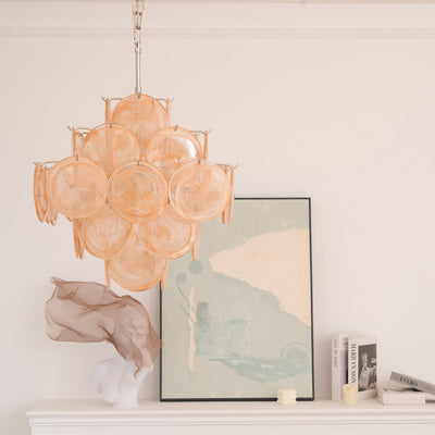 Lioraleon Chandelier Apricot Murano Glass Disc Layered Artistic