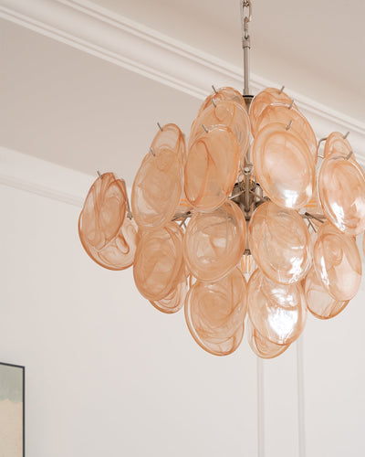 Lioraleon Chandelier Apricot Murano Glass Disc Layered Artistic