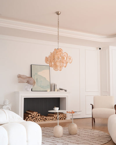 Lioraleon Chandelier Apricot Murano Glass Disc Layered Artistic