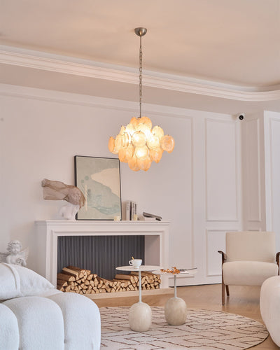 Lioraleon Chandelier Apricot Murano Glass Disc Layered Artistic
