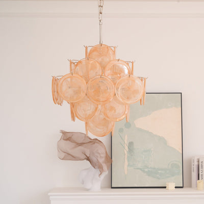 Lioraleon Chandelier Apricot Murano Glass Disc Layered Artistic