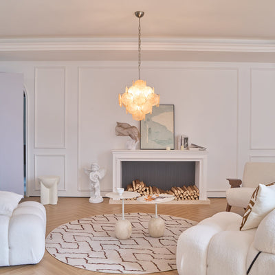 Lioraleon Chandelier Apricot Murano Glass Disc Layered Artistic