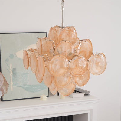 Lioraleon Chandelier Apricot Murano Glass Disc Layered Artistic