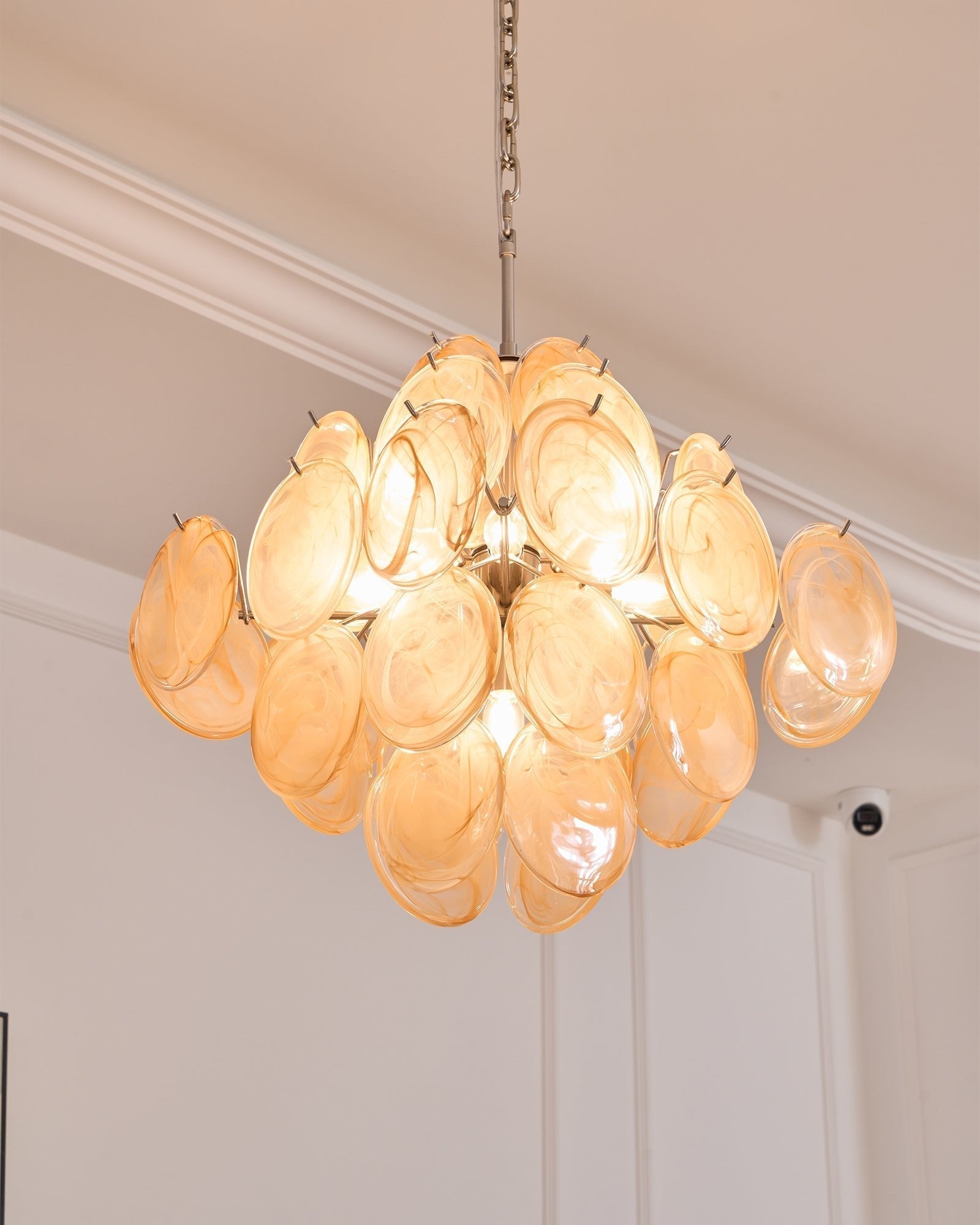 Lioraleon Chandelier Apricot Murano Glass Disc Layered Artistic
