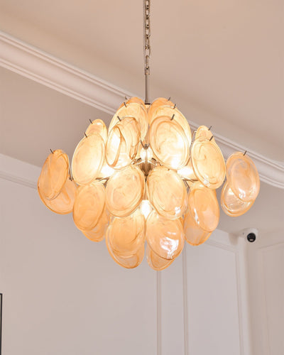 Lioraleon Chandelier Apricot Murano Glass Disc Layered Artistic