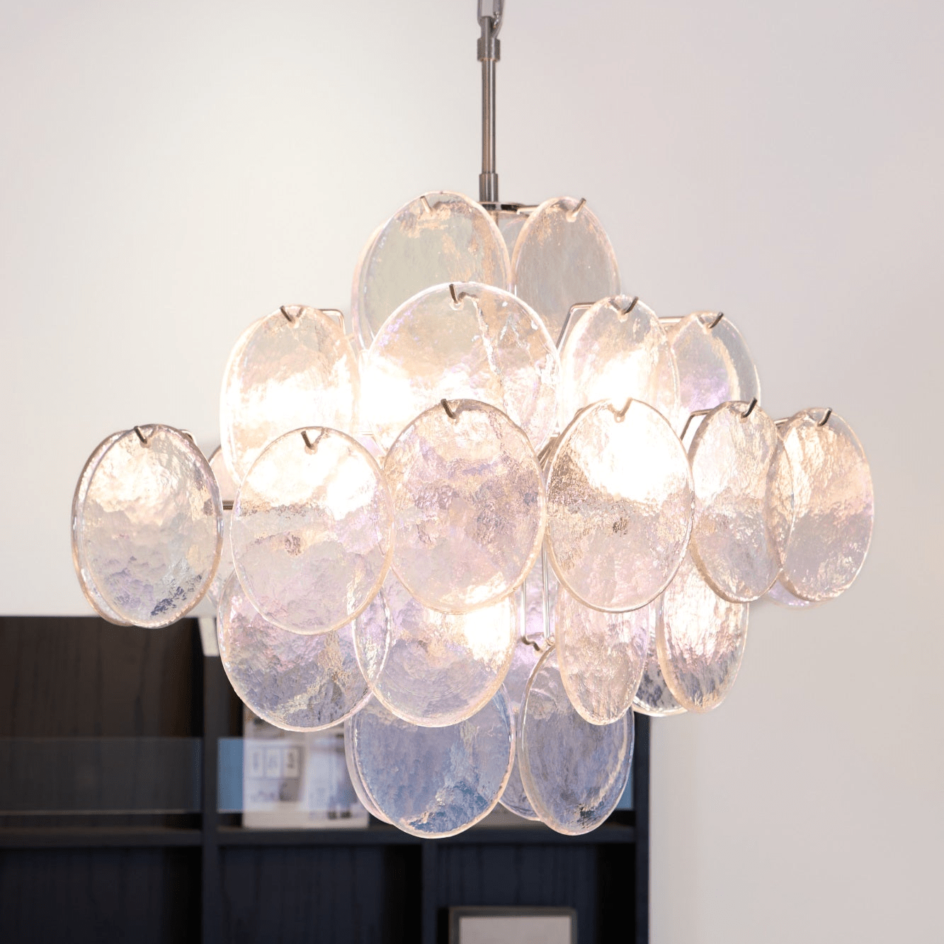 Selerira Chandelier Iridescent Murano Disc Layered