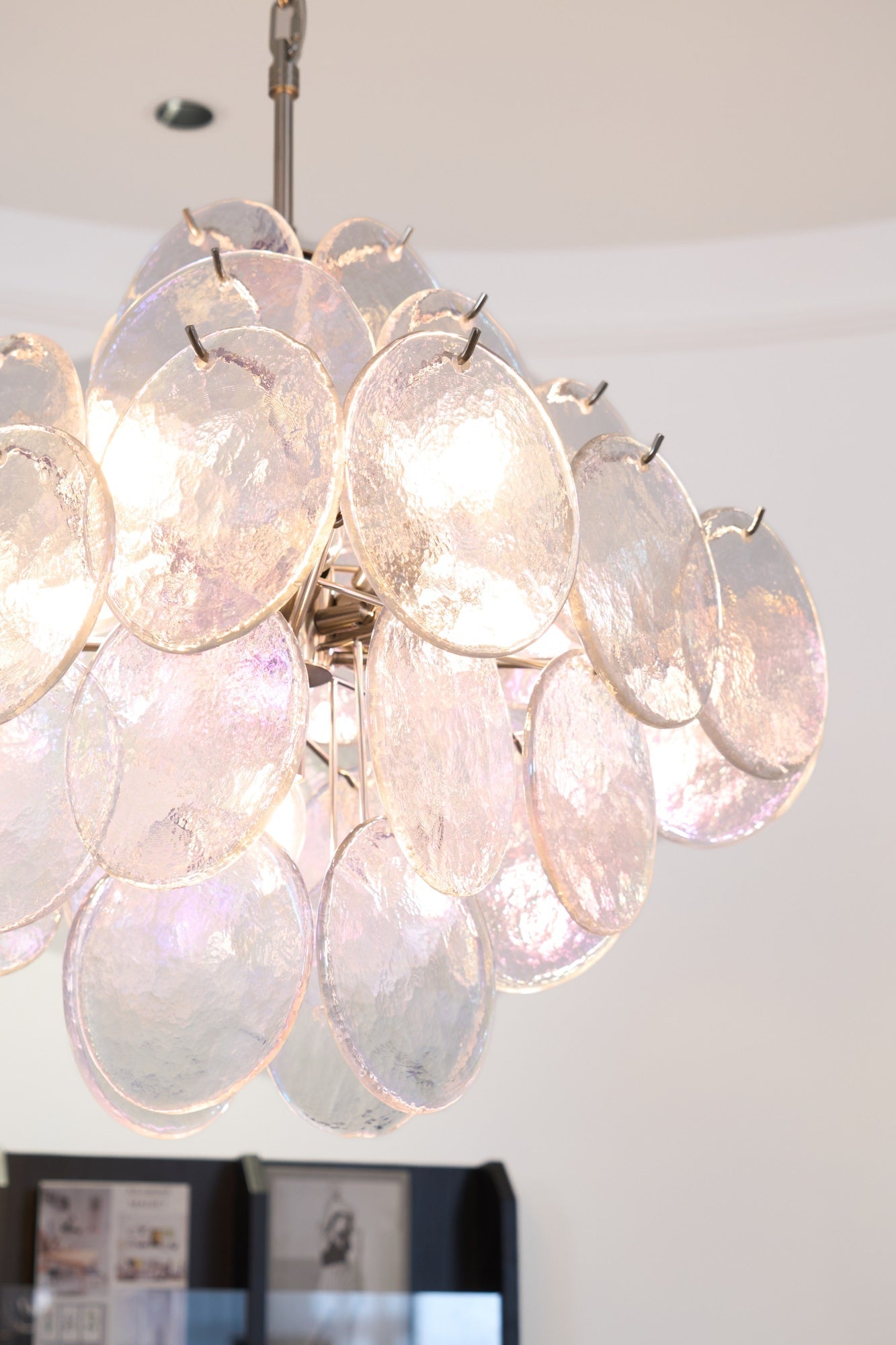 Selerira Chandelier Iridescent Murano Disc Layered