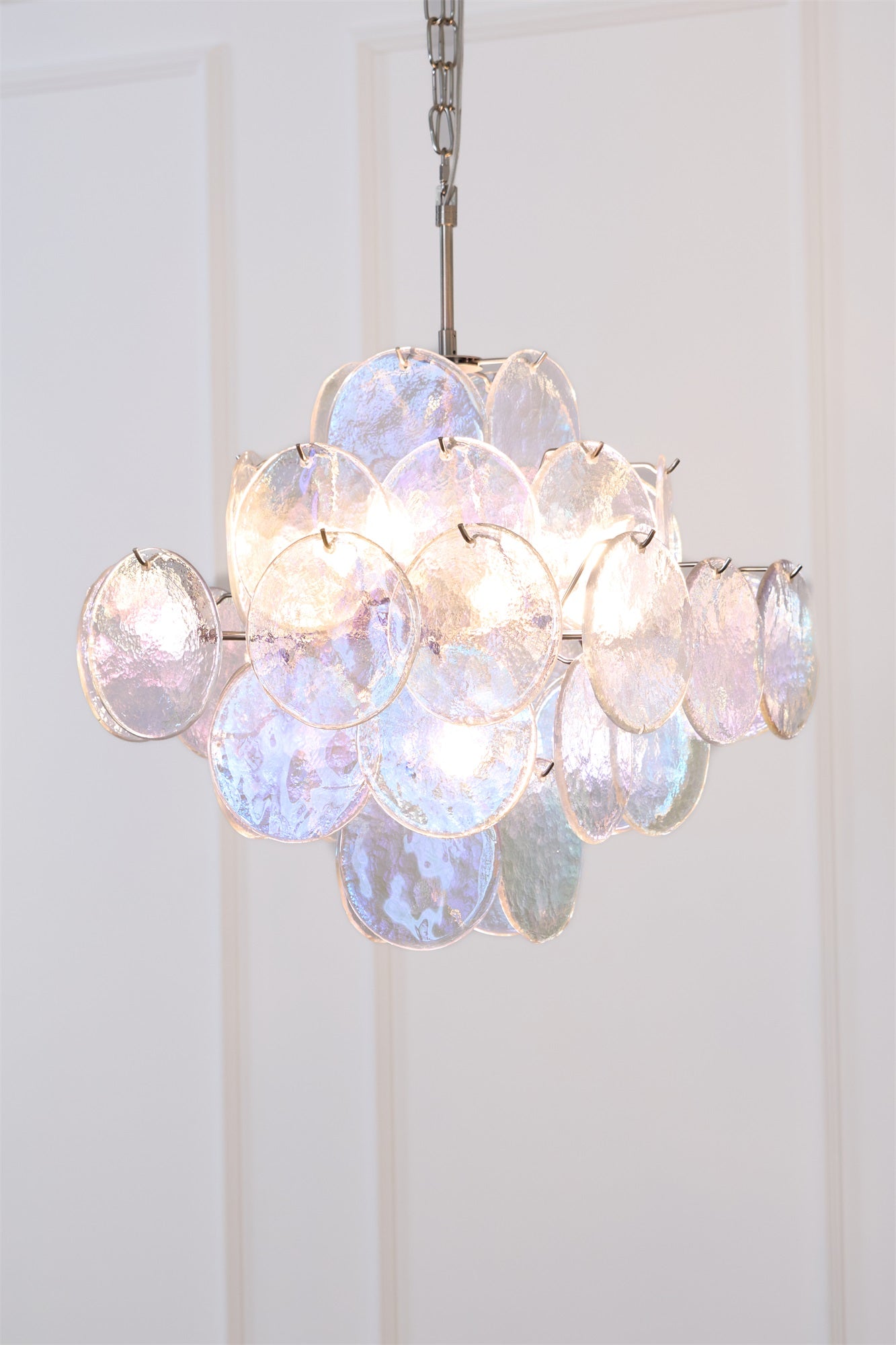 Selerira Chandelier Iridescent Murano Disc Layered