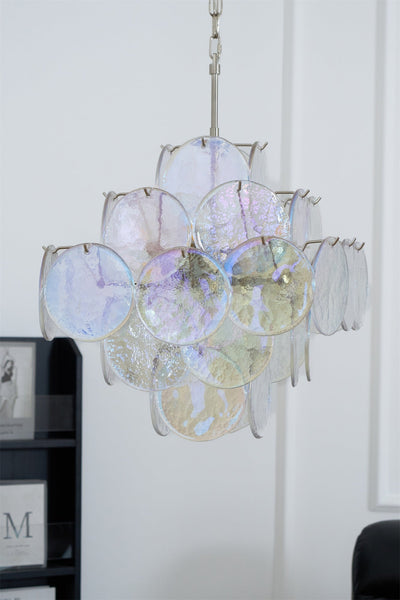 Selerira Chandelier Iridescent Murano Disc Layered