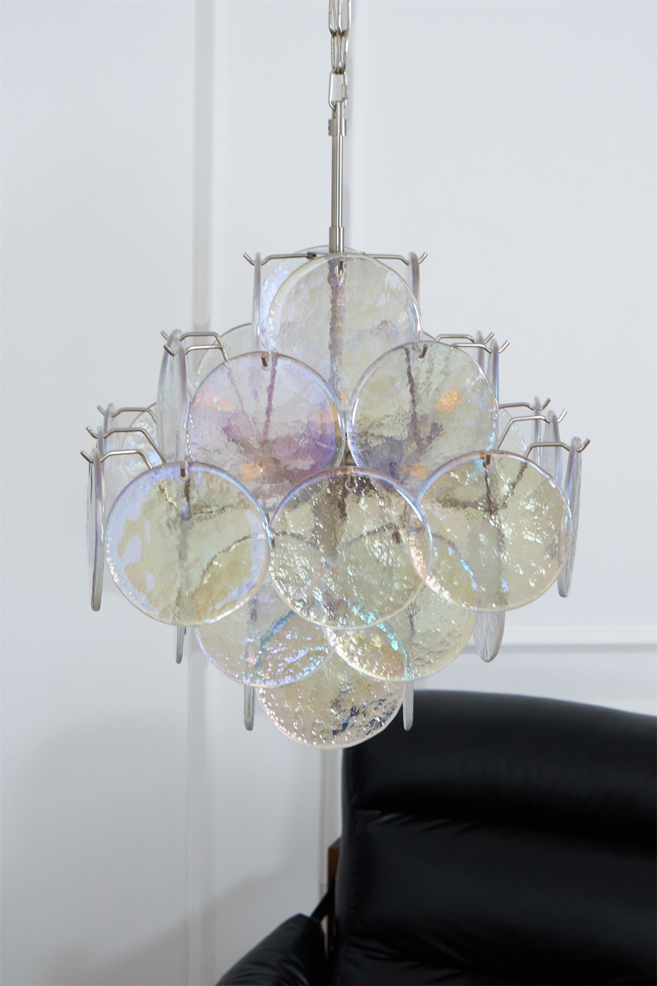 Selerira Chandelier Iridescent Murano Disc Layered