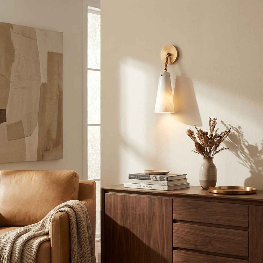 Alborelle Tapered Alabaster Wall Sconce