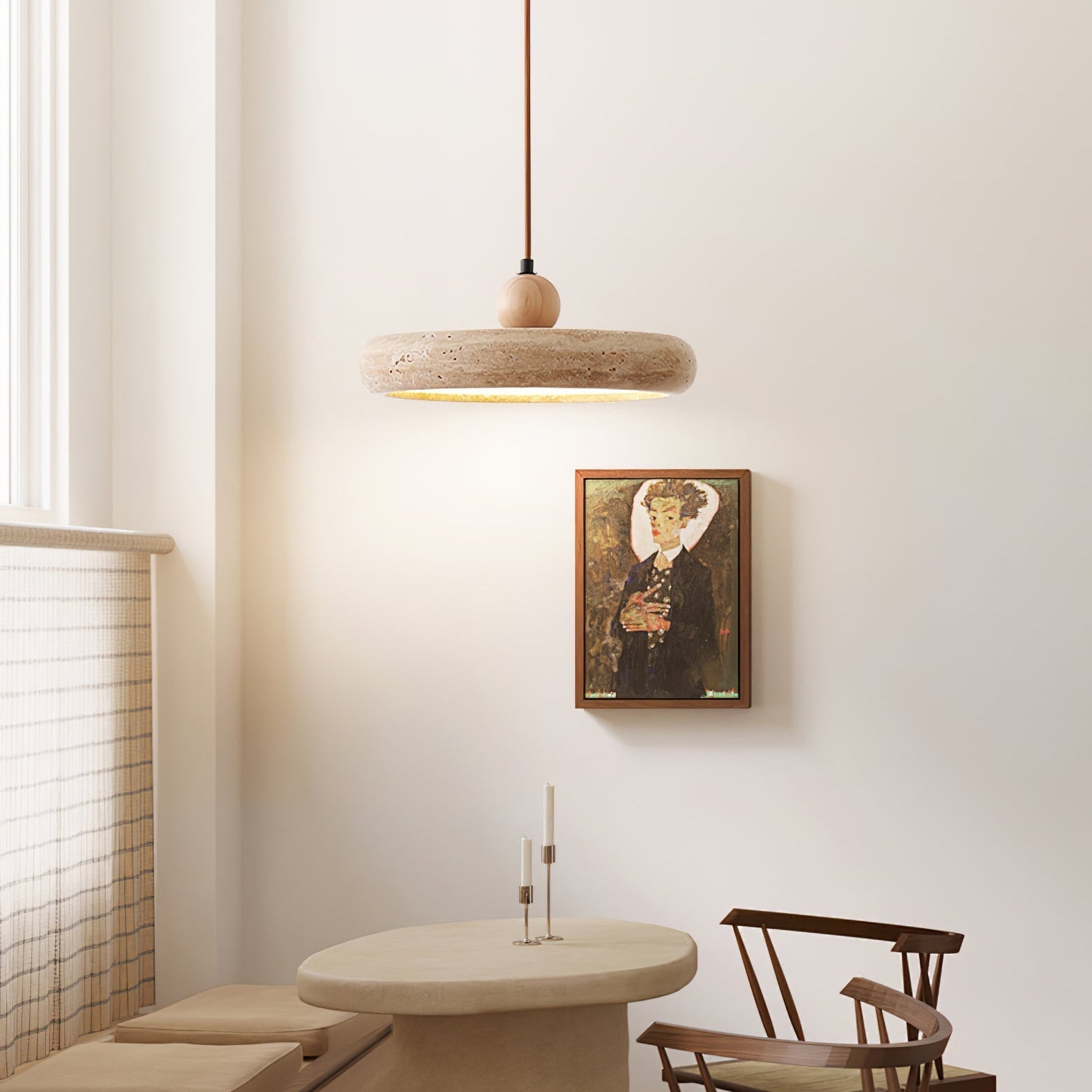 Noraraine Minimalist Travertine Pendant Light