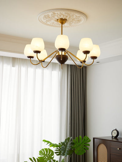 Sytheiel Premium	Elegance Wood Glass Chandelier