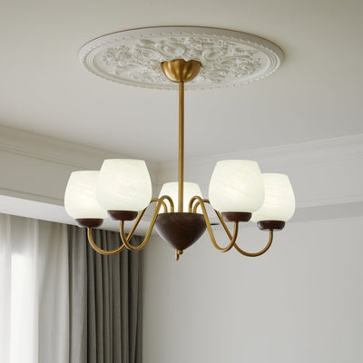 Sytheiel Premium	Elegance Wood Glass Chandelier