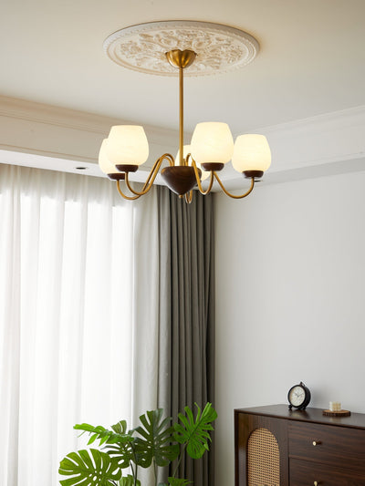 Sytheiel Premium	Elegance Wood Glass Chandelier
