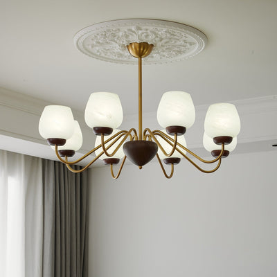Sytheiel Premium	Elegance Wood Glass Chandelier