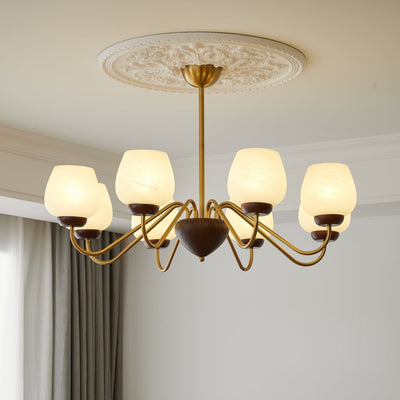 Sytheiel Premium	Elegance Wood Glass Chandelier