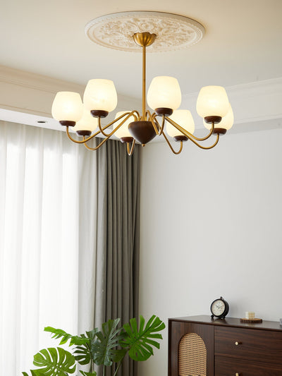 Sytheiel Premium	Elegance Wood Glass Chandelier