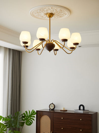 Sytheiel Premium	Elegance Wood Glass Chandelier