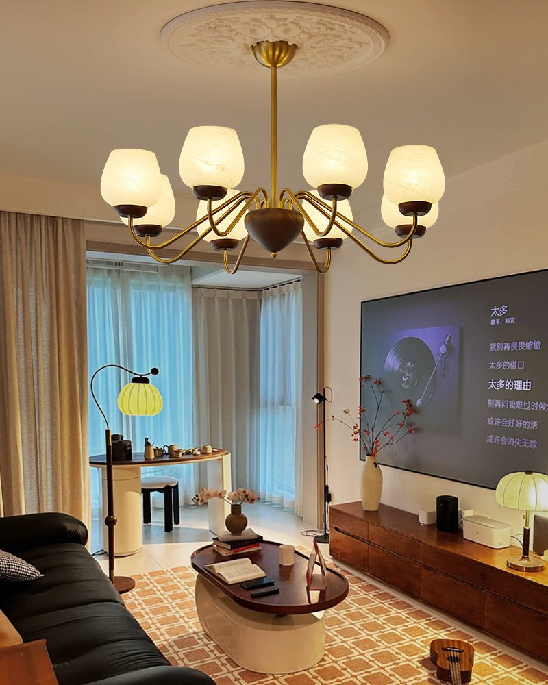 Sytheiel Premium	Elegance Wood Glass Chandelier