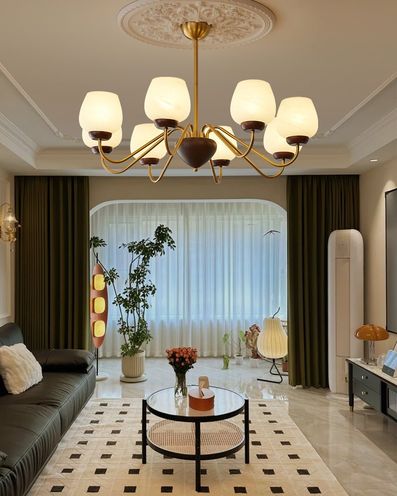 Sytheiel Premium	Elegance Wood Glass Chandelier