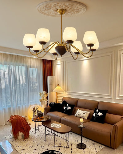 Sytheiel Premium	Elegance Wood Glass Chandelier